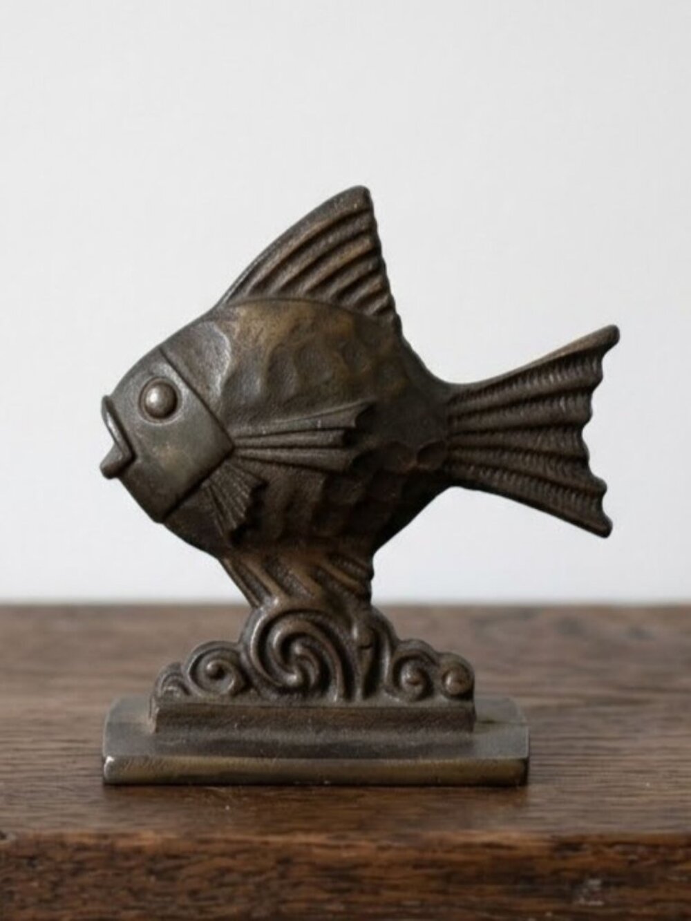 Mid-Century Modern Brass Tropical Fish Paperweight Figurine Beach Marine Decor